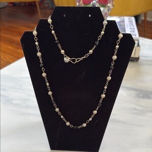 Elegant Gold, Cream and Black Beaded Necklace